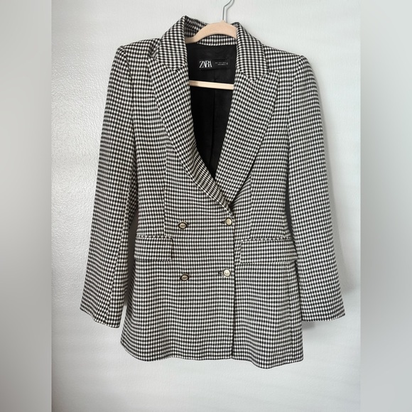 Zara Jackets & Blazers - Zara Women's Black and White Houndstooth Blazer Small